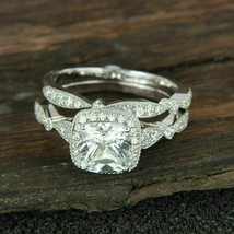 Lab Created Diamond Engagement Ring Wedding Band Set 10k White Gold Round 2 CT - £301.53 GBP