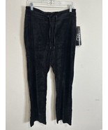Onque Casuals Black Velour Stretch Waist Woman’s Pants Size Large - $29.69