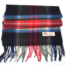 100%CASHMERE SCARF Made in England Soft Wool Plaid Black/Red/Green/blue #W107 - £7.48 GBP