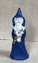 Carved Resin Wizard In Blue Cloak Figurine Fantasy Whimsical Magic Mystical - £24.89 GBP