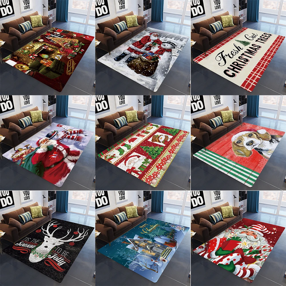 Christmas series Santa Claus printed pattern carpet home living room bed... - £11.83 GBP+
