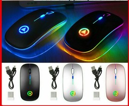 Wireless Mouse USB Rechargeable RGB Cordless For Dell HP Apple Acer PC Laptop - £17.99 GBP