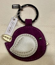 Coach 67434 Leather Bird Motif Keychain Key Fob Handbag Charm Purple NWT... - £54.25 GBP