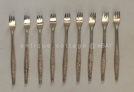 vintage NORTHLAND STAINLESS KOREA 9pc COCKTAIL FORKS unknown pattern - £27.59 GBP