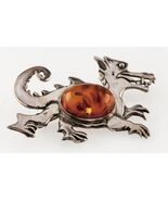 Sterling Silver Baltic Amber Chinese Dragon Pendant and Brooch - Amazing... - $4,645.27 MXN