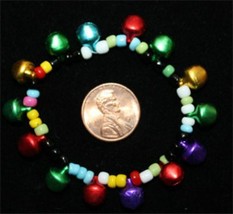 Funky Retro Rainbow Jingles Bells Bracelet Novelty Costume Jewelry-CHILD size-6&quot; - £3.91 GBP
