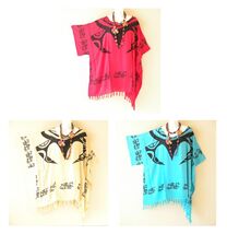 KG100 Turtle Batik VNeck Plus Kimono Poncho Hippy Women Blouse Top up to 5X - $24.90
