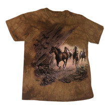 The Mountain Clayton Weirs Wild Wings Stampede Of Horses Size Medium T-S... - $18.40