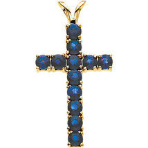 14K Gold Sapphire Cross in 14K Yellow Gold or 14K White Gold - £449.15 GBP