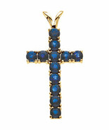 14K Gold Sapphire Cross Pendant in 14K Yellow Gold or 14K White Gold - $955.06 CAD