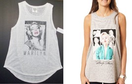 Marilyn Monroe Womens Gray or WhiteTank Tops T-Shirts Juniors M, Lg or X... - $12.99