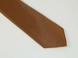 Mens Narrow Tie/Hankie Set Satin Silky Vito Rofolo VTR-96 Cognac Brown image 3