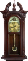 Bedford 38” Chiming Pendulum Grandfather Wall Clock Rich Cherry Oak Wood... - $140.08