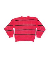 Vtg Tommy Hilfiger Hand Knit chunky cotton Sweater Red Striped Men Sz Me... - €42,19 EUR