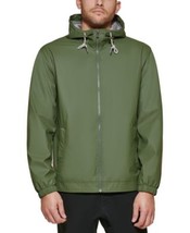 Club Room Men&#39;s Rubberized Lightweight Hooded Rain Jacket in Olive-Small - £32.47 GBP