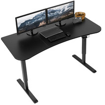 VIVO Black Electric Height Adjustable Stand Up Desk Frame with Table Top - £504.58 GBP