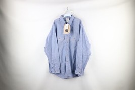 Deadstock Vintage 90s Carhartt Mens XL Chambray Collared Button Shirt Blue USA - $79.15