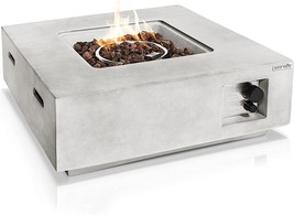Concrete Outdoor Propane Fire Pit Table, 40,000 Pulse Ignition, Weatherproof - £451.94 GBP