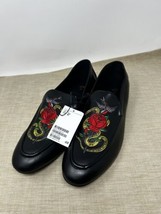 H&amp;M Men’s Black Floral Snake Canvas Loafers Shoes Size 11.5 - $34.64