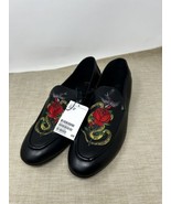 H&amp;M Men’s Black Floral Snake Canvas Loafers Shoes Size 11.5 - $47.05 CAD