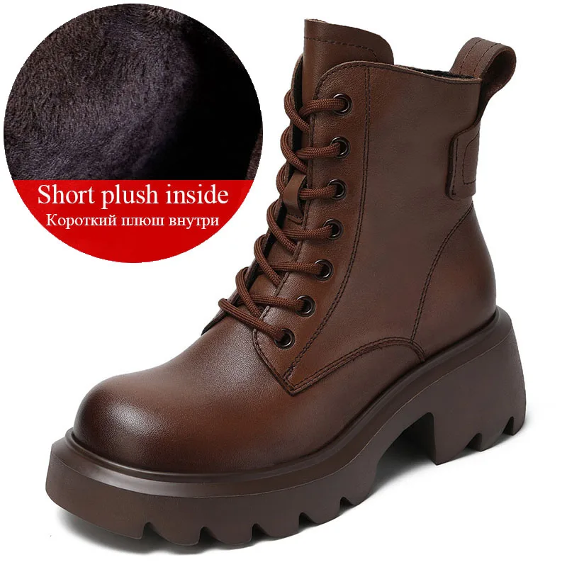 British Style Women Winter Warm Ankle Boots Handmade Retro High Heel Comfort Gen - £94.58 GBP