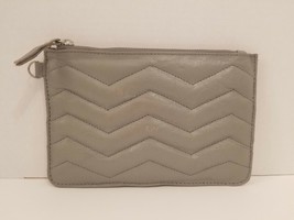 Gray Quilted Leather Zippered Clutch Wristlet NWOT - £10.11 GBP