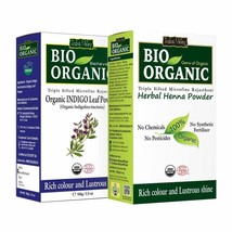 INDUS VALLEY Bio Organic Natural Indigo Powder and Henna Powder Combo for Black - £17.90 GBP