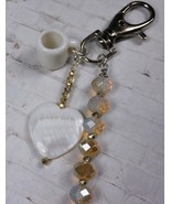 Coffee Lovers Beaded Purse Charm Bag Clip Crystal Shell Ceramic Handmade... - $22.27