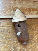 Handmade Wood Wooden Round Cylinder Bird House Christmas Tree Ornament – - £7.42 GBP