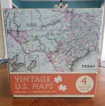 Vintage U.S. Maps  4 Pack Puzzle Texas L.A. USA New York City 4000 Pieces  - £27.05 GBP