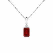 ANGARA 6x4mm Natural Ruby Pendant Necklace with Diamond Trio in Silver for Women - £270.04 GBP+
