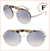 Prada 52U Ornate Jewel Stud Silver Blue Sunglasses PR52US Snoop Dogg Olympics - $416.79