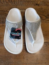 Skechers NWT Foamies Luxe Foam Rhinestone Thong Sandals Size 10. White - £20.27 GBP