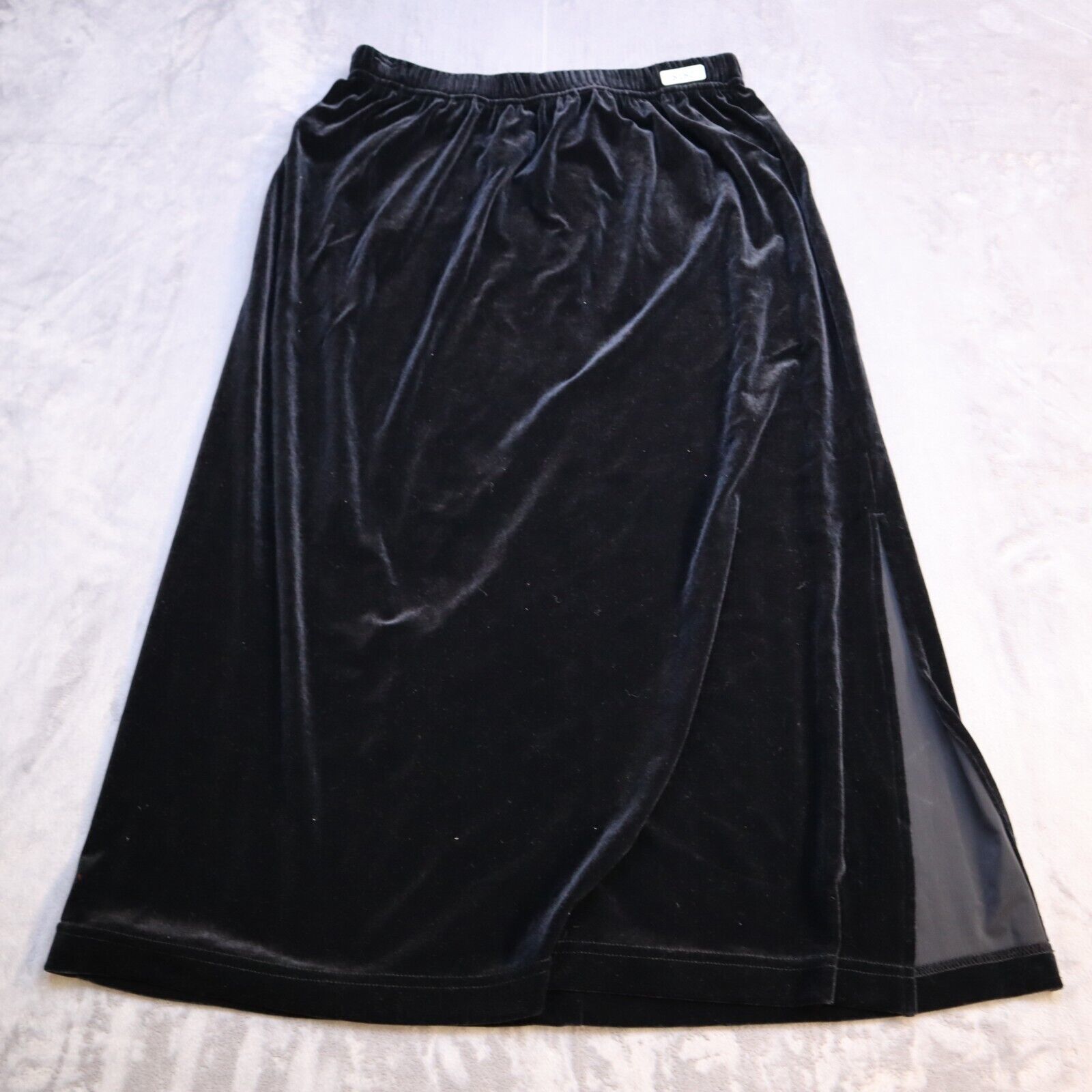 Primary image for Sag Harbor Maxi Skirt Adult Petite Medium Black Velour Elastic Waist Womens