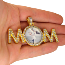 Mom Photo Cz Pendant Picture + Glass Gold Plated 24&quot; Stainless Steel Necklace - £7.82 GBP