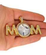 Mom Photo Cz Pendant Picture + Glass Gold Plated 24&quot; Stainless Steel Nec... - £8.62 GBP