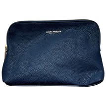 Laura Mercier Cosmetics Bag Makeup Travel Case Leatherette Navy Blue Gold Zipper - £23.72 GBP