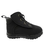 Wonder Nation Little Boys Work Boots Size 8 Black Color Faux Laces NEW - $297.92 MXN