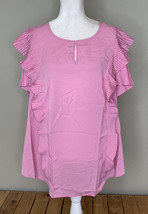 Lane Bryant NWT $49.50 Women’s Pleated Sleeve pullover blouse Size 28 Pink A7 - £16.80 GBP