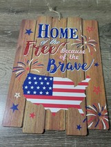 &quot;Home of the Free, Because of the Brave&quot; Wall Decor Glitter. Wall Hanging - £10.65 GBP