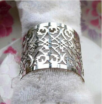 120pieces Laser cut Silver Napkin Ring,paper Towel Wrappers,Party Decorations - £32.09 GBP