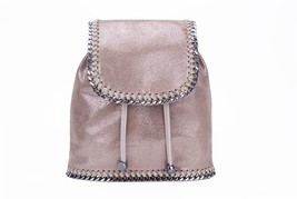 Women Designer Mini Backpack String Chain Backpa Suede Leather Cover Sewing Shou - £76.52 GBP