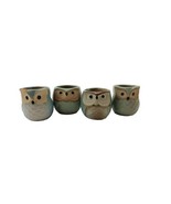 Small Owl Pot Ceramic Flowing Glaze Succulent Set 4 Plant Pot Garden - $8.81