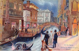 London England~Venice By Night At Earl&#39;s COURT-UP The CANAL-1904 Artist Postcard - £8.23 GBP