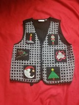 Vintage Vctoria Jones Ugly Christmas Xmas Embroidery Vest M/L - £11.09 GBP