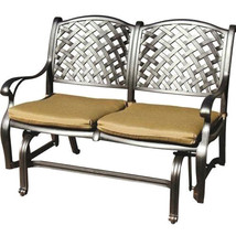 Patio bench love seat Nassau Cast Aluminum furniture Outdoor glider Couch Bronze - £710.53 GBP