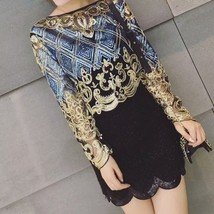  Party Clothes Women Handwork Short Blouse New Long Sleeve  Sequined Shiny Blous - £95.39 GBP