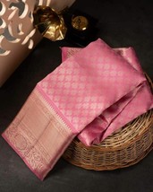 Women&#39;s Kanjivaram Soft Lichi Silk Saree With Blouse Piece (Baby Pink) a499 - £42.04 GBP