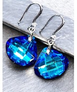 Blue Crystal Dangle Earrings | Elegant Drop Earrings | Sparkling Jewelry... - $272.68 MXN