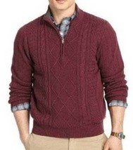 Mens Sweater Big &amp; Tall Izod Purple Cable Knit 1/4 Zip Neck Long Sleeve $80-2XLT - £28.63 GBP